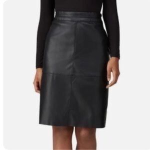 NEW Universal Standard Ana Black Faux Leather Skirt